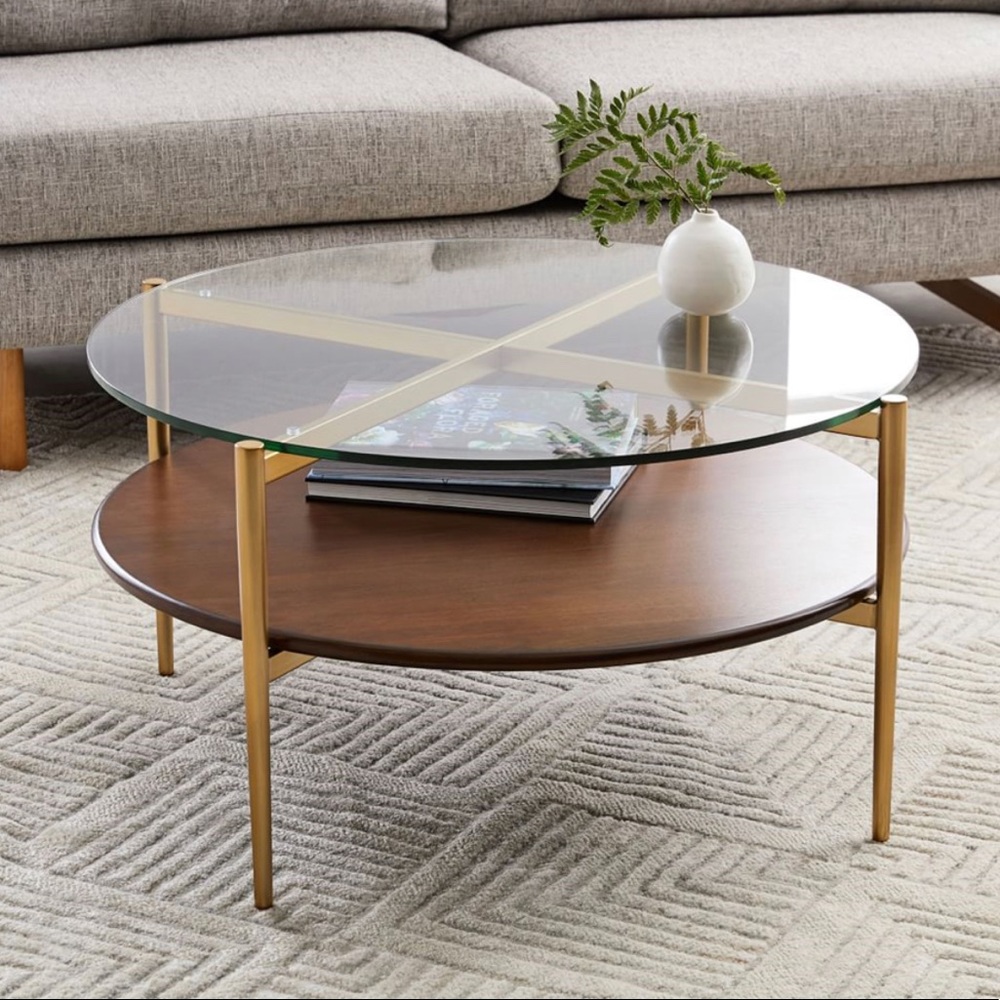 West Elm - Mid-Century Art Display Round Coffee Table 34" - $250 (Flatiron)